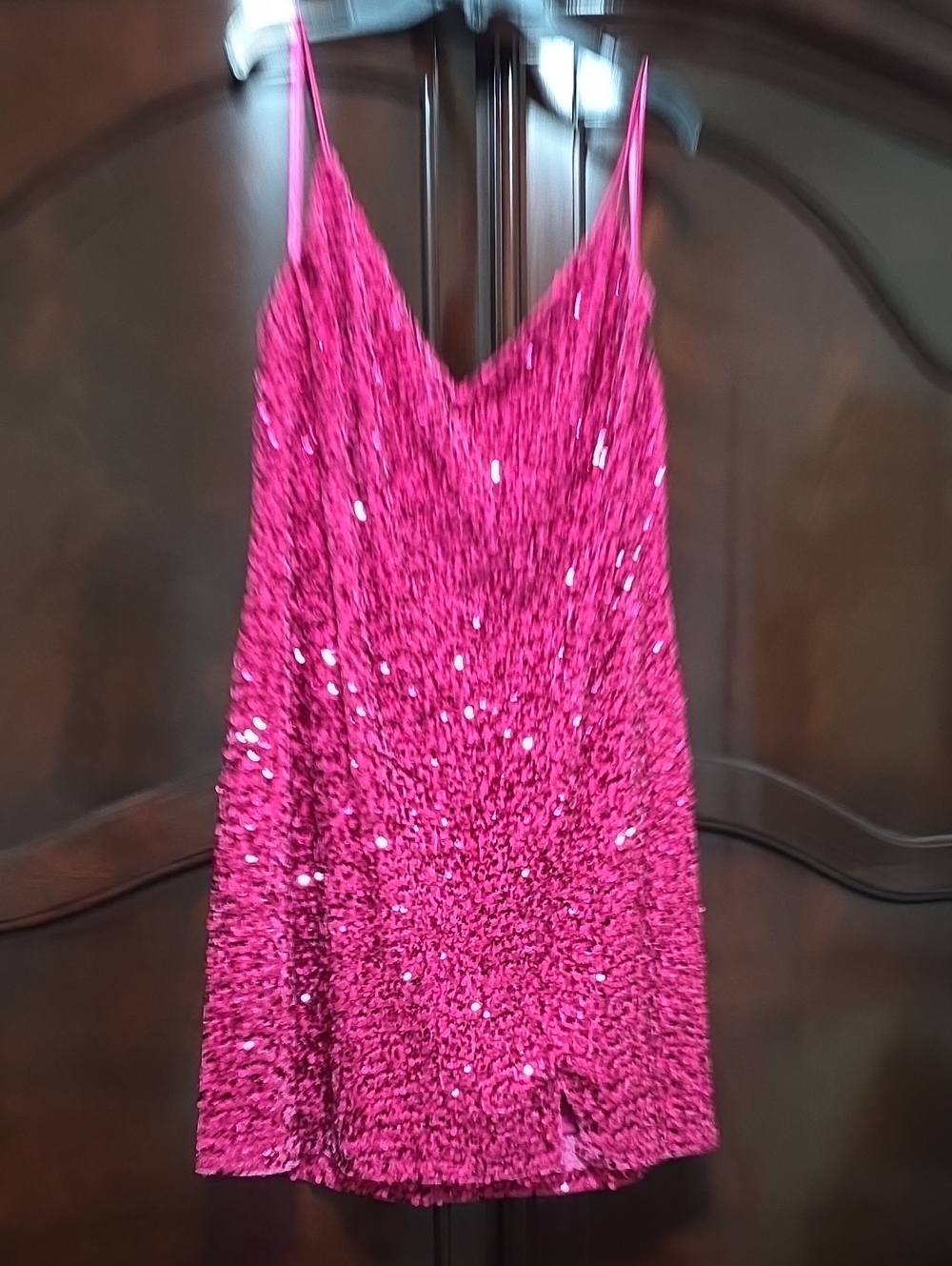 Francesca's Collections Hot Pink Sequin Slip Mini Dress
